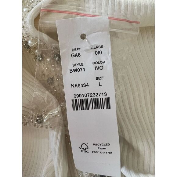 J.Crew Women's White Long-Sleeve Button-Front 4 Pockets Sweater Large NWT - Picture 6 of 6